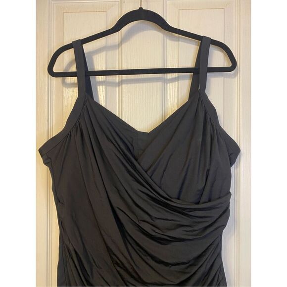 Jantzen Classic 1 Piece Swim Suit Wrap Ruched Adjustable Straps Bra - Picture 3 of 6